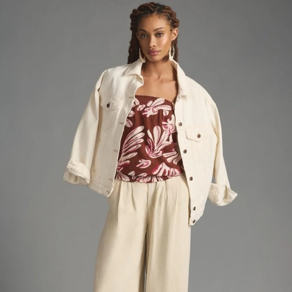 NWT Anthropologie Smocked Strapless Bubble Top M - Picture 2 of 6